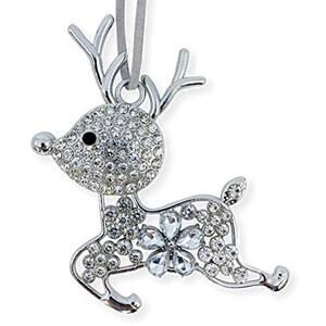 Crystal Reindeer Ornament for Christmas Tree or Hanging Décor, 3.5 x 3.5